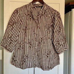 Gingham and embroidered blouse